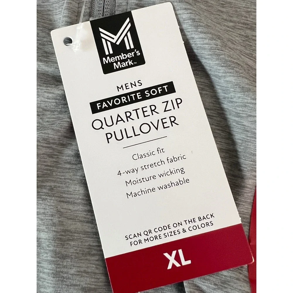 Members Mark Mens Favorite Soft Quarter Zip Pullover Grey XL MM23138 NEW